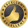Golden excellent sign showing a thumb up